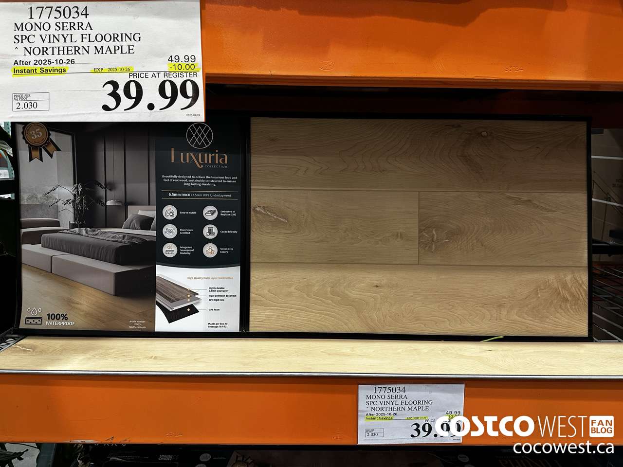 1775034 MONO SERRA SPC VINYL FLOORING NORTHERN MAPLE ($10.00 INSTANT SAVINGS EXPIRES ON 2025-10-26) $39.99