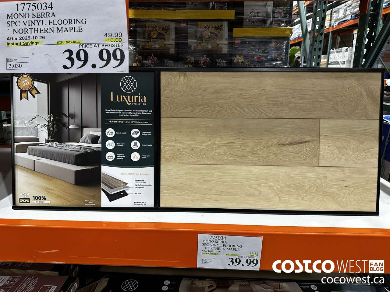 1775034 MONO SERRA SPC VINYL FLOORING NORTHERN MAPLE ($10.00 INSTANT SAVINGS EXPIRES ON 2025-10-26) $39.99