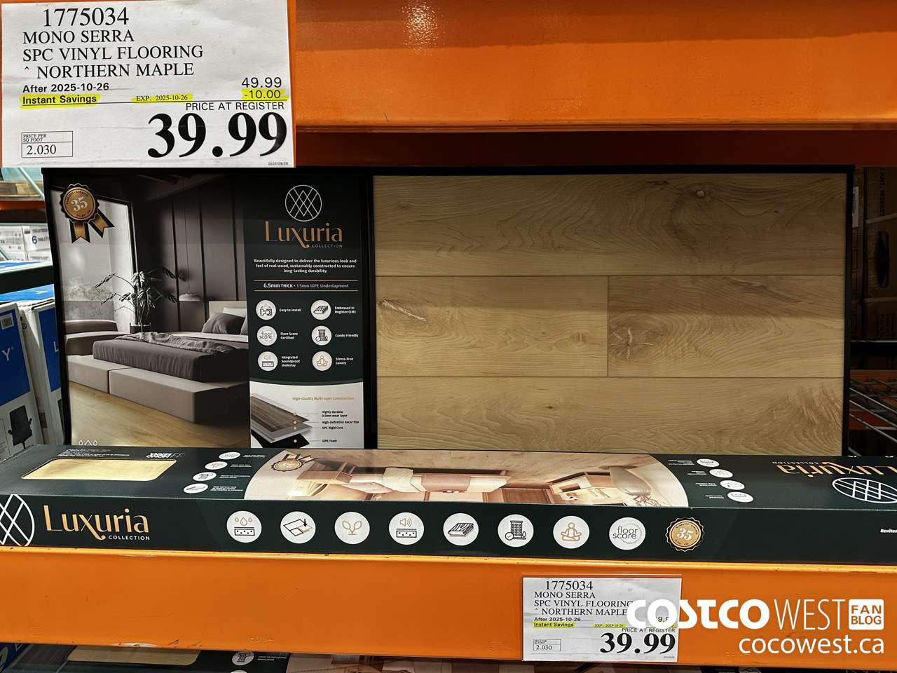 1775034 MONO SERRA SPC VINYL FLOORING NORTHERN MAPLE ($10.00 INSTANT SAVINGS EXPIRES ON 2025-10-26) $39.99