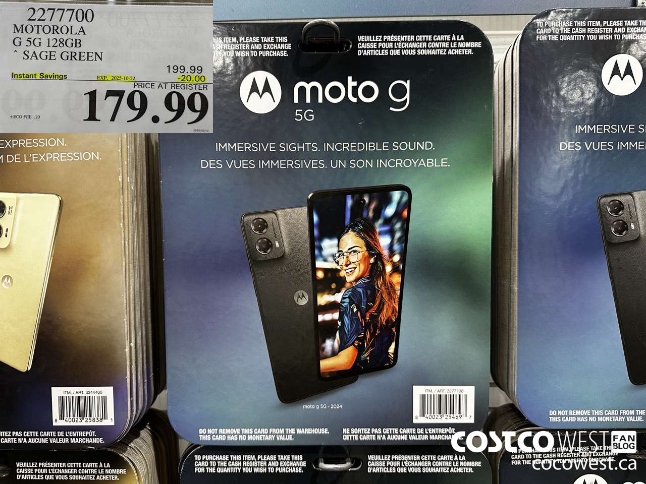 2277700 MOTOROLA G 5G 128GB SAGE GREEN ($20.00 INSTANT SAVINGS EXPIRES ON 2025-10-22) $179.99