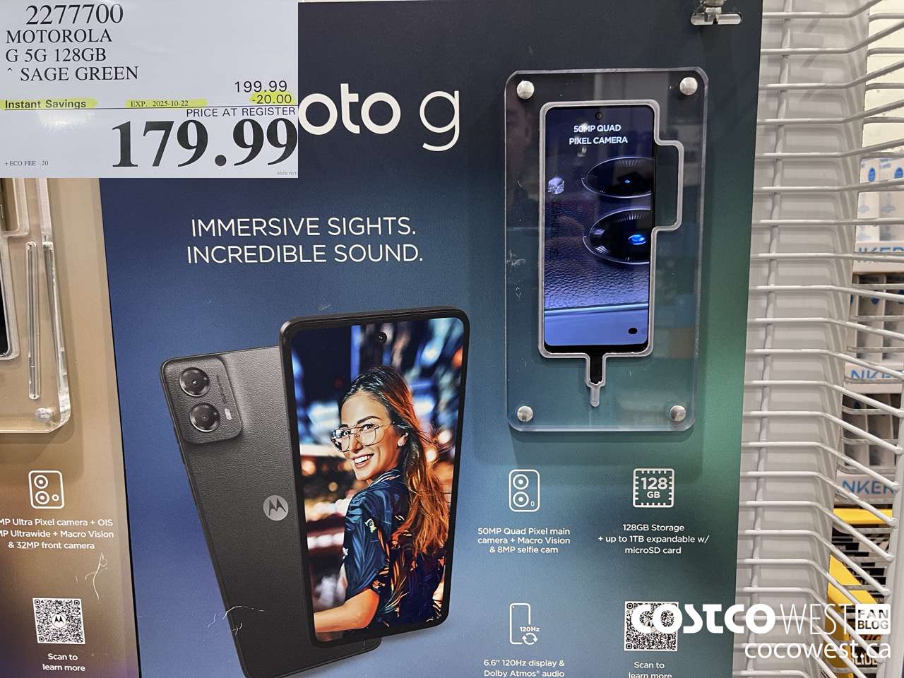 2277700 MOTOROLA G 5G 128GB SAGE GREEN ($20.00 INSTANT SAVINGS EXPIRES ON 2025-10-22) $179.99