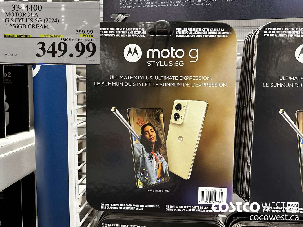 3344400 MOTOROLA G STYLUS 5G (2024) 256GB CREAM ($50.00 INSTANT SAVINGS EXPIRES ON 2025-10-22) $349.99