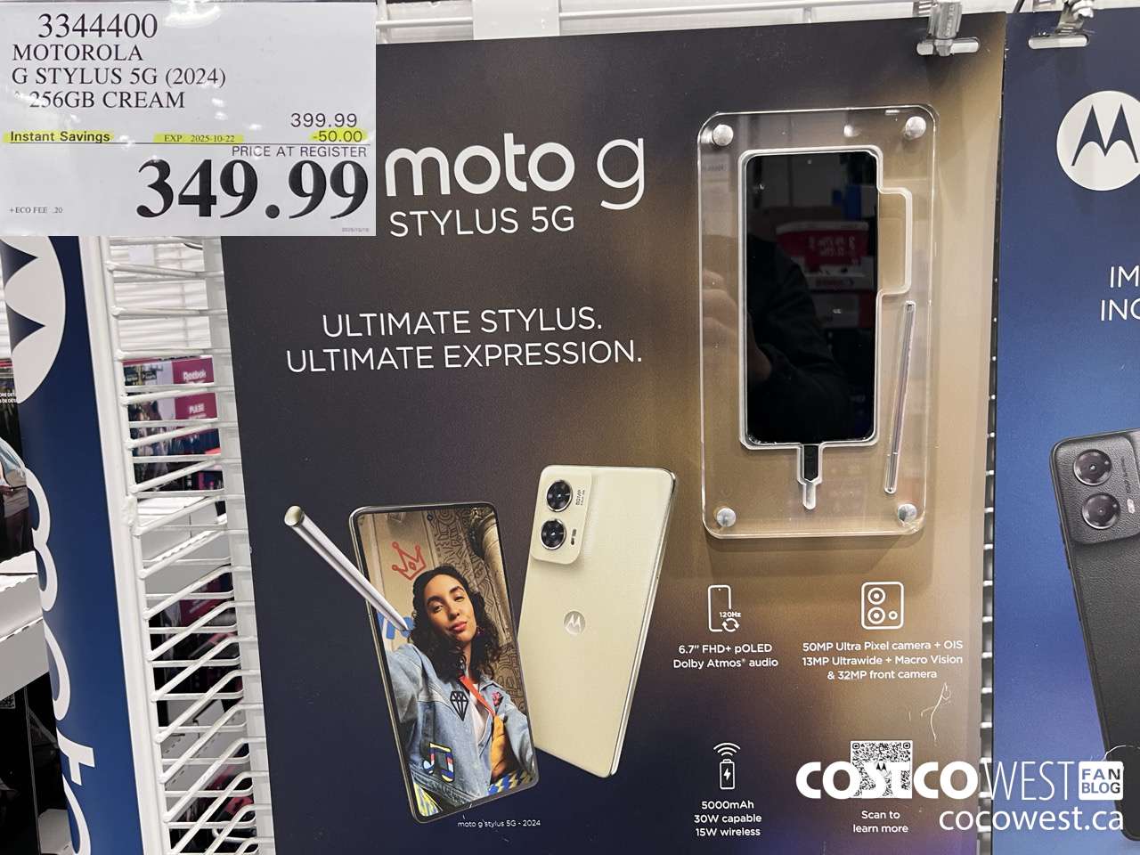 3344400 MOTOROLA G STYLUS 5G (2024) 256GB CREAM ($50.00 INSTANT SAVINGS EXPIRES ON 2025-10-22) $349.99