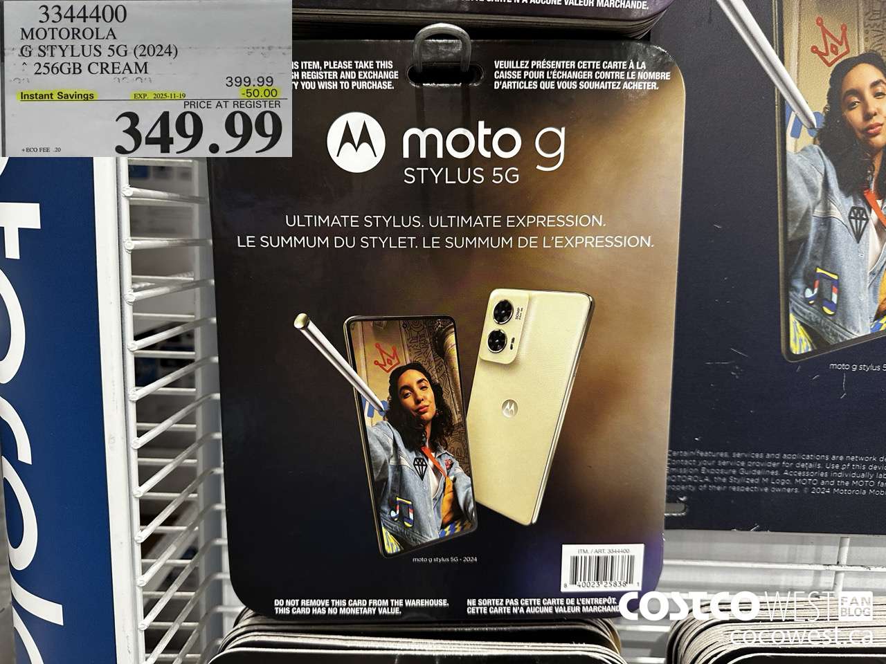 3344400 MOTOROLA G STYLUS 5G (2024) 256GB CREAM ($50.00 INSTANT SAVINGS EXPIRES ON 2025-11-19) $349.99