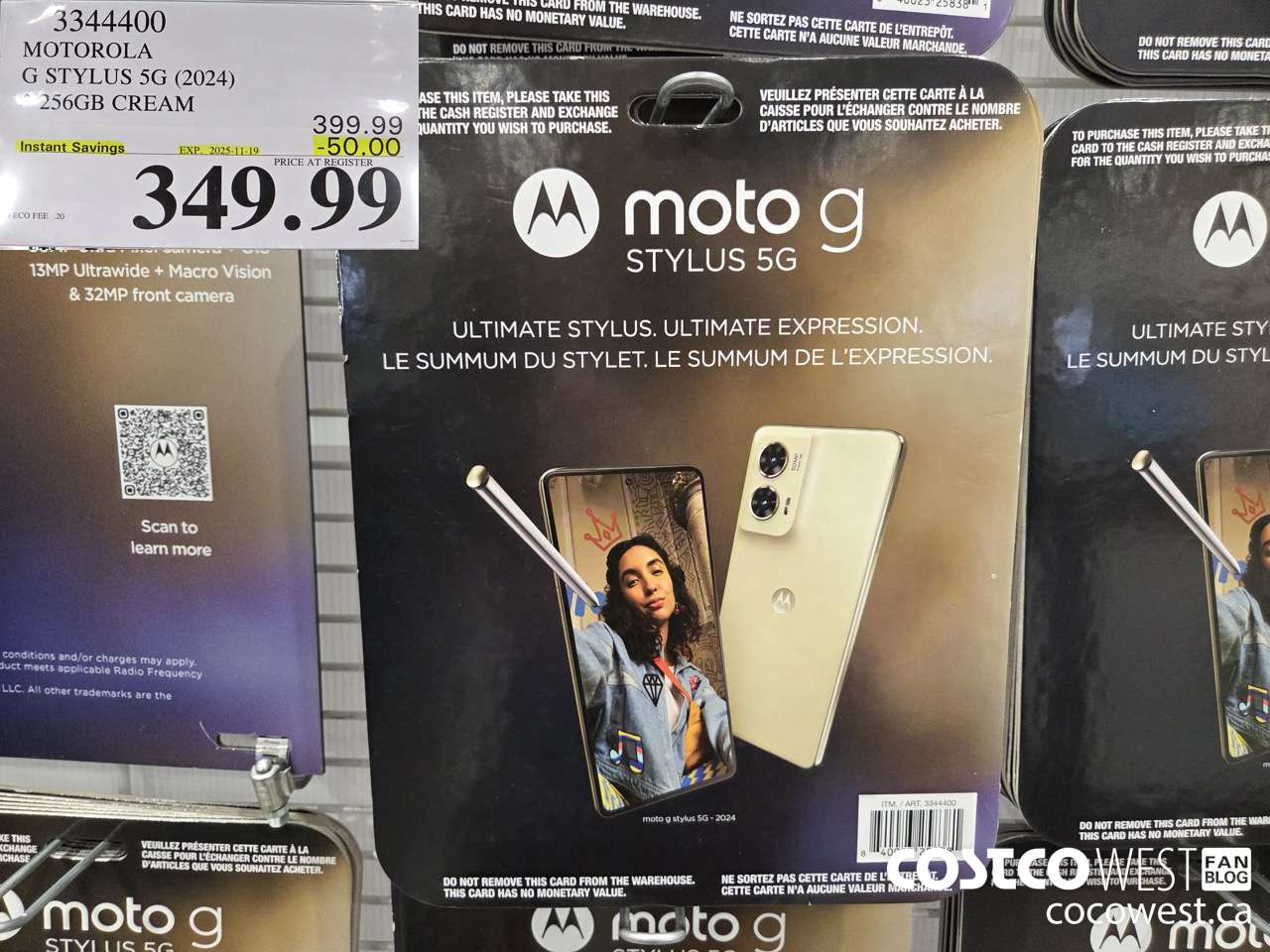 3344400 MOTOROLA G STYLUS 5G (2024) 256GB CREAM ($50.00 INSTANT SAVINGS EXPIRES ON 2025-11-19) $349.99
