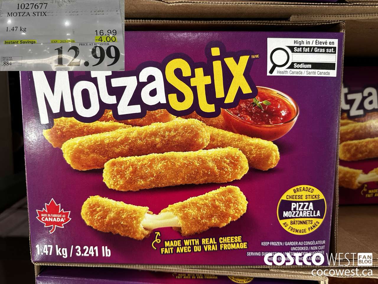 1027677 MOTZA STIX 1.47 kg ($4.00 INSTANT SAVINGS EXPIRES ON 2025-11-09) $12.99