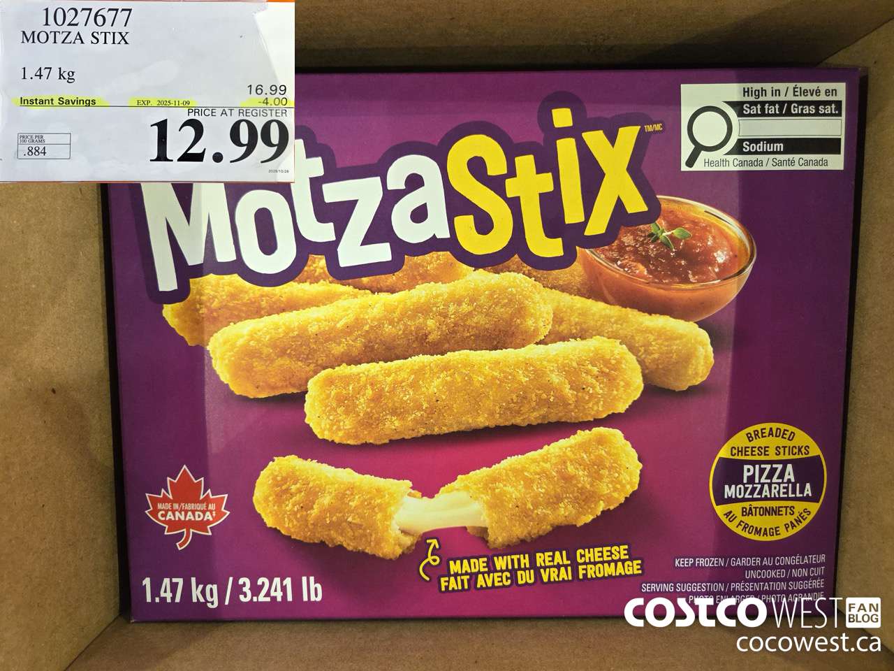 1027677 MOTZA STIX 1.47 kg ($4.00 INSTANT SAVINGS EXPIRES ON 2025-11-09) $12.99