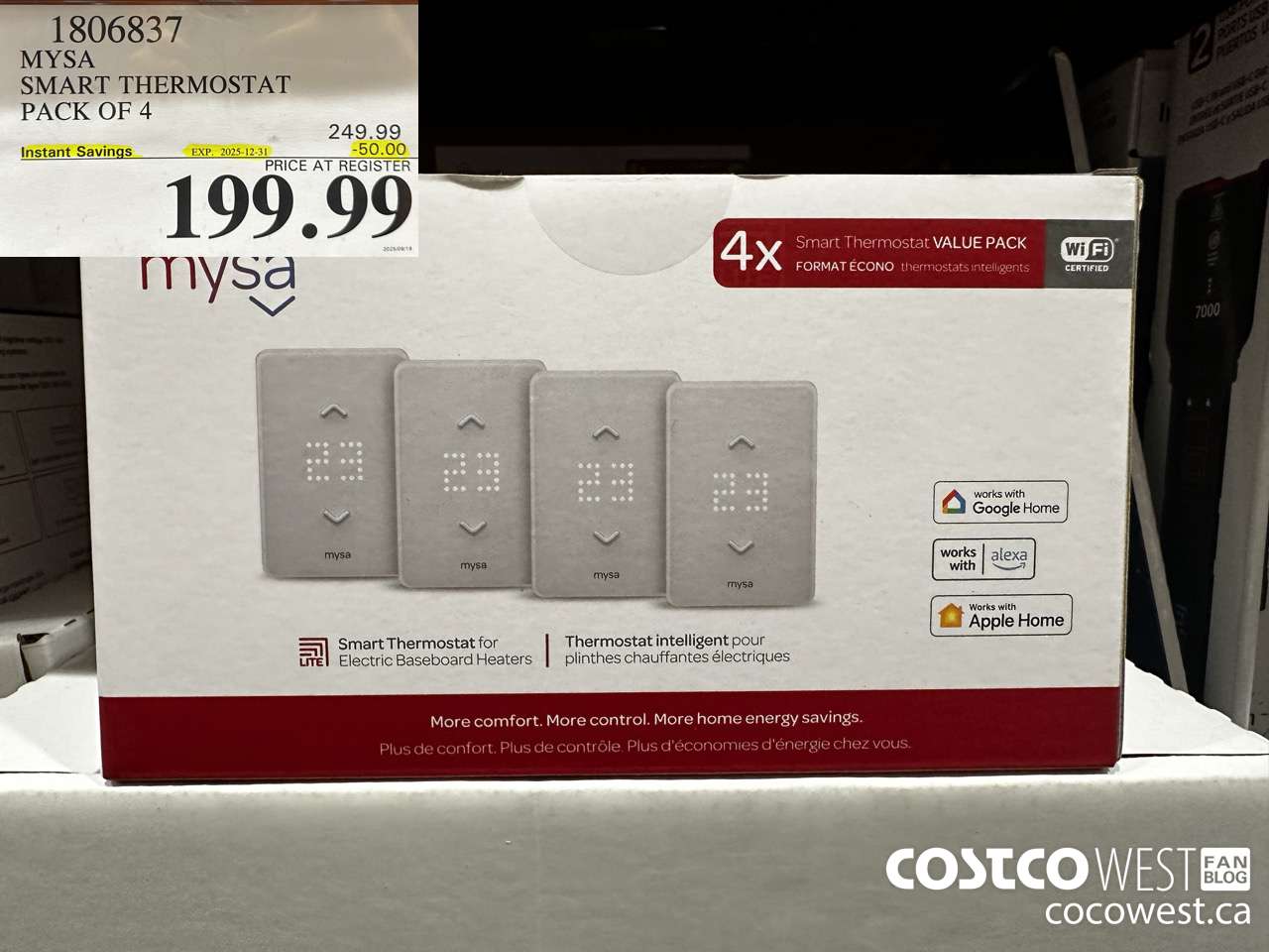 1806837 MYSA SMART THERMOSTAT PACK OF 4 ($50.00 INSTANT SAVINGS EXPIRES ON 2025-12-31) $199.99