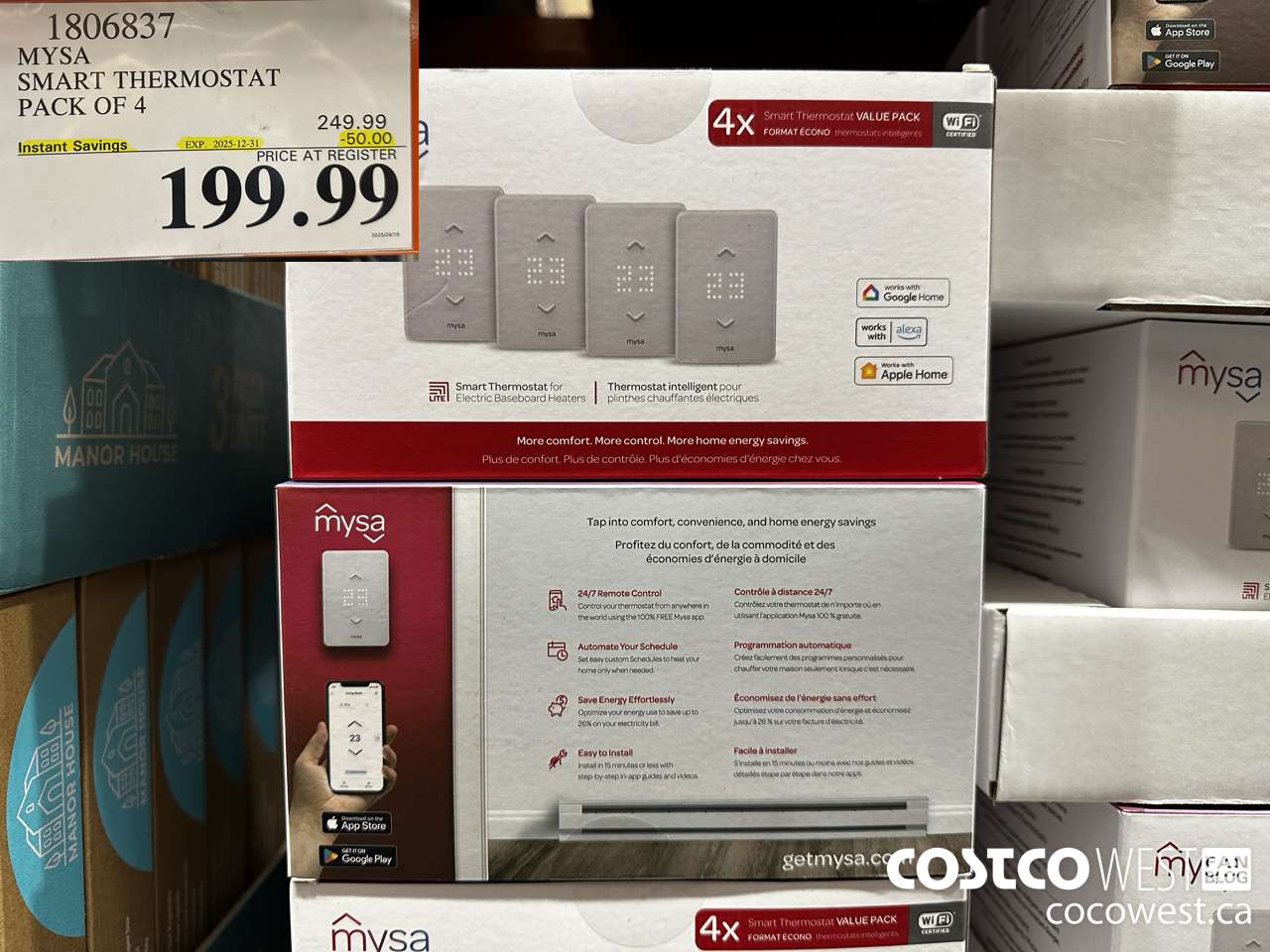 1806837 MYSA SMART THERMOSTAT PACK OF 4 ($50.00 INSTANT SAVINGS EXPIRES ON 2025-12-31) $199.99