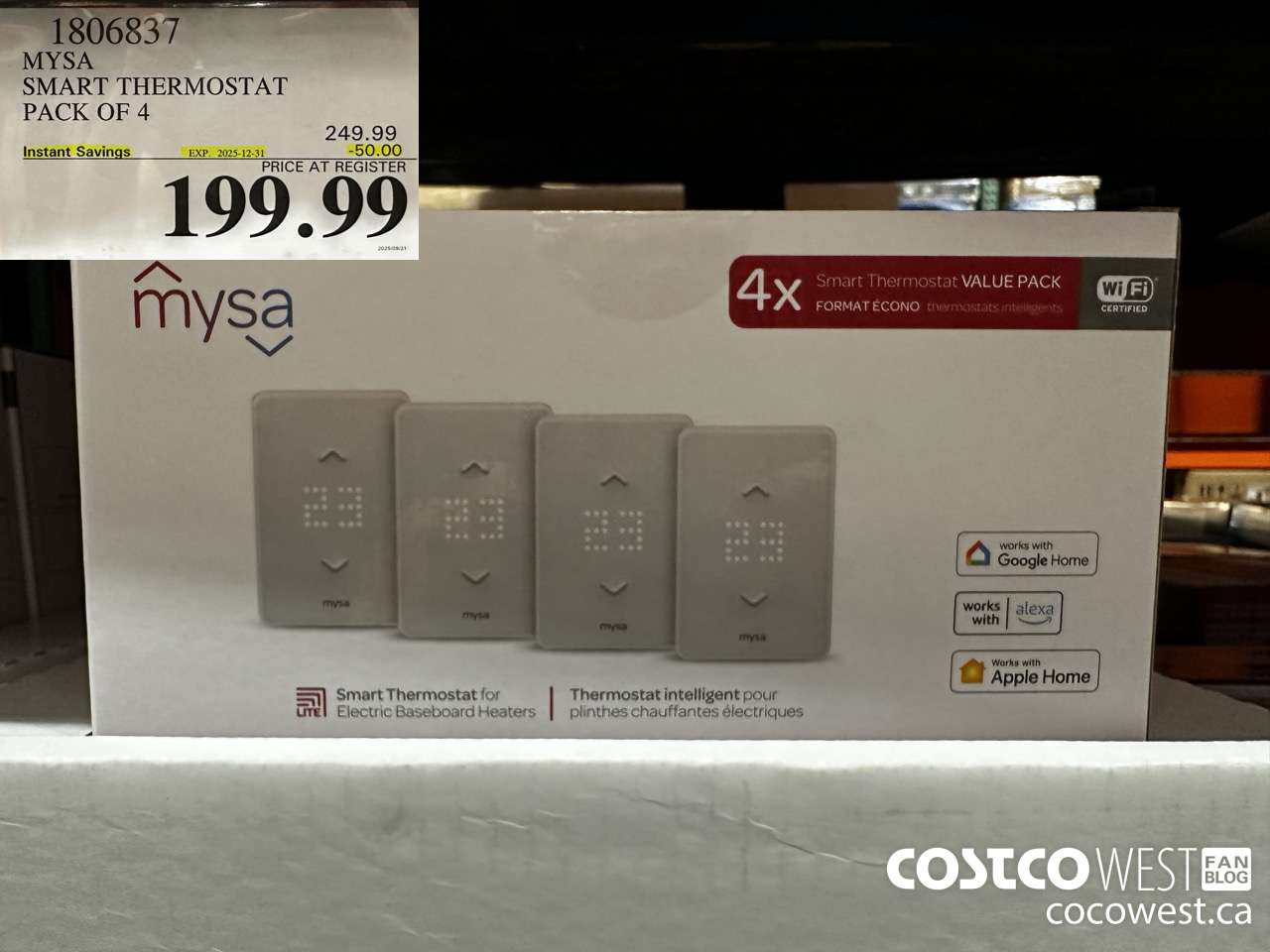1806837 MYSA SMART THERMOSTAT PACK OF 4 ($50.00 INSTANT SAVINGS EXPIRES ON 2025-12-31) $199.99