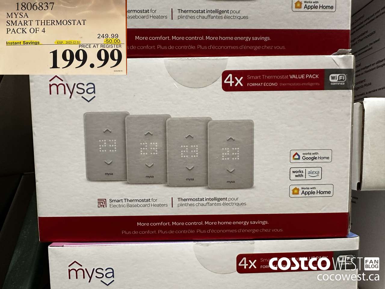 1806837 MYSA SMART THERMOSTAT PACK OF 4 ($50.00 INSTANT SAVINGS EXPIRES ON 2025-12-31) $199.99