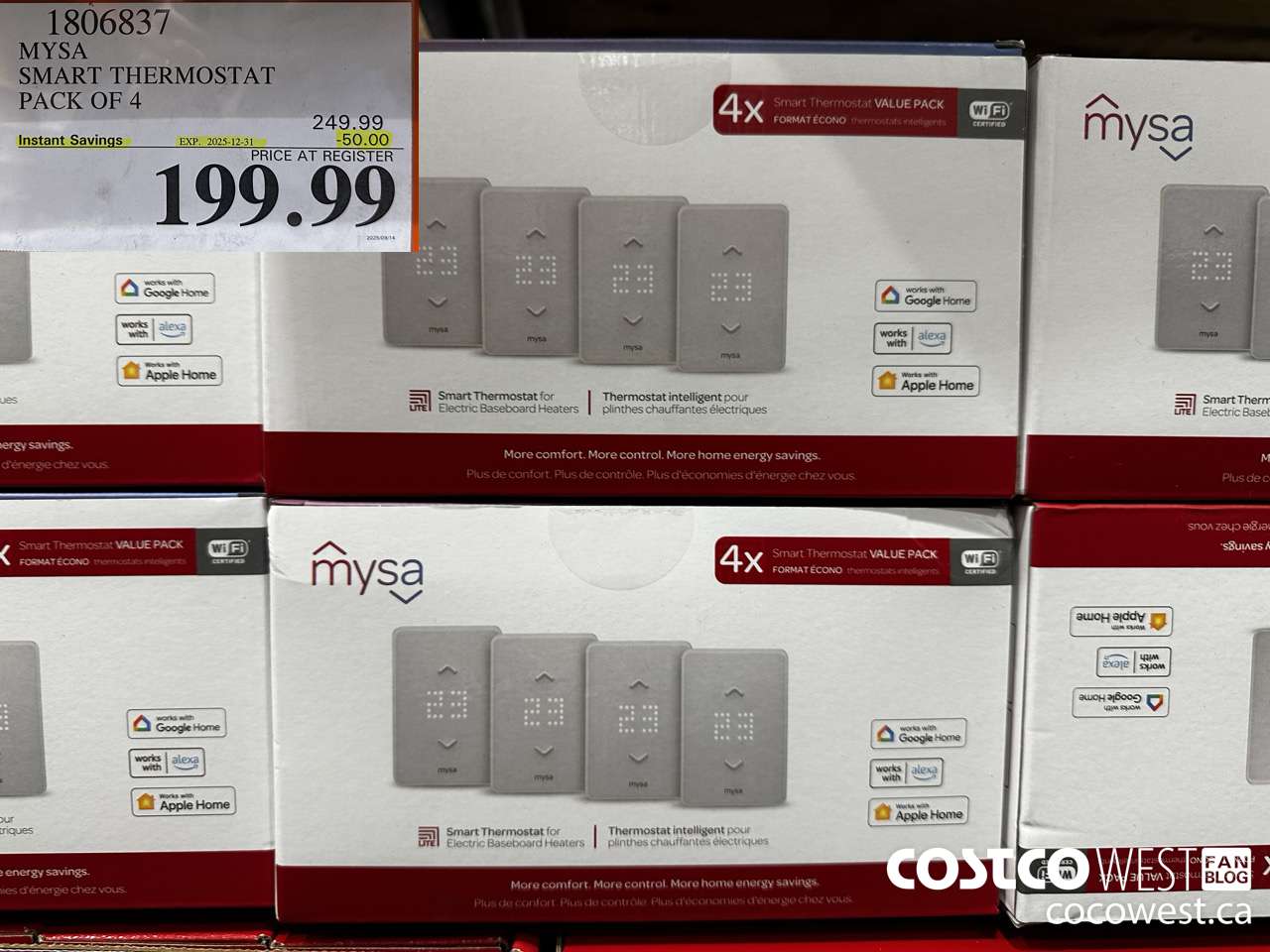 1806837 MYSA SMART THERMOSTAT PACK OF 4 ($50.00 INSTANT SAVINGS EXPIRES ON 2025-12-31) $199.99