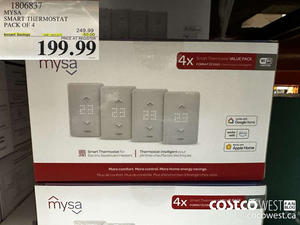 1806837 MYSA SMART THERMOSTAT PACK OF 4 ($50.00 INSTANT SAVINGS EXPIRES ON 2025-12-31) $199.99