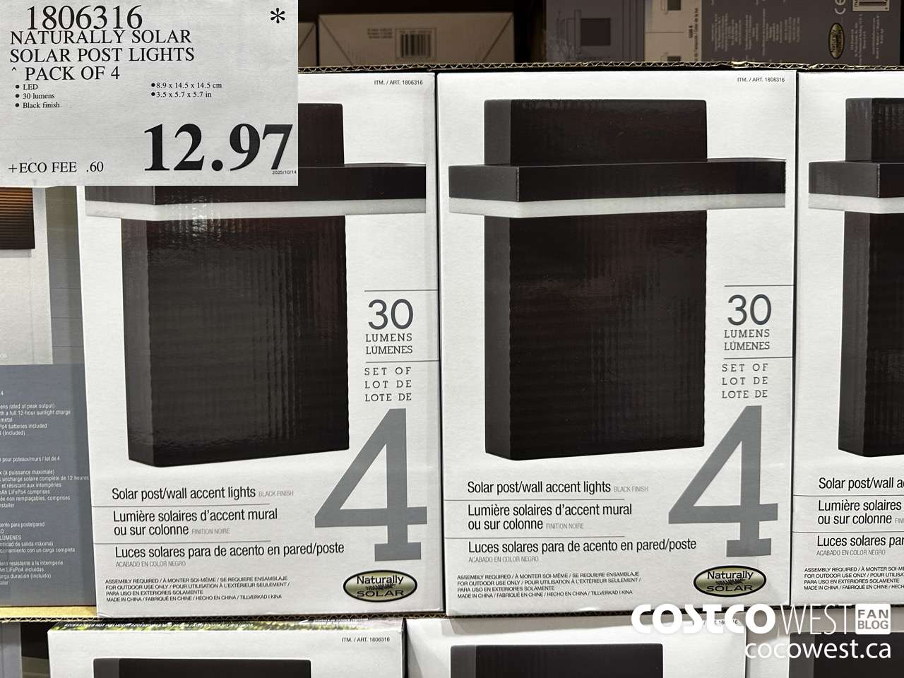 1806316 NATURALLY SOLAR SOLAR POST LIGHTS PACK OF 4 $12.97