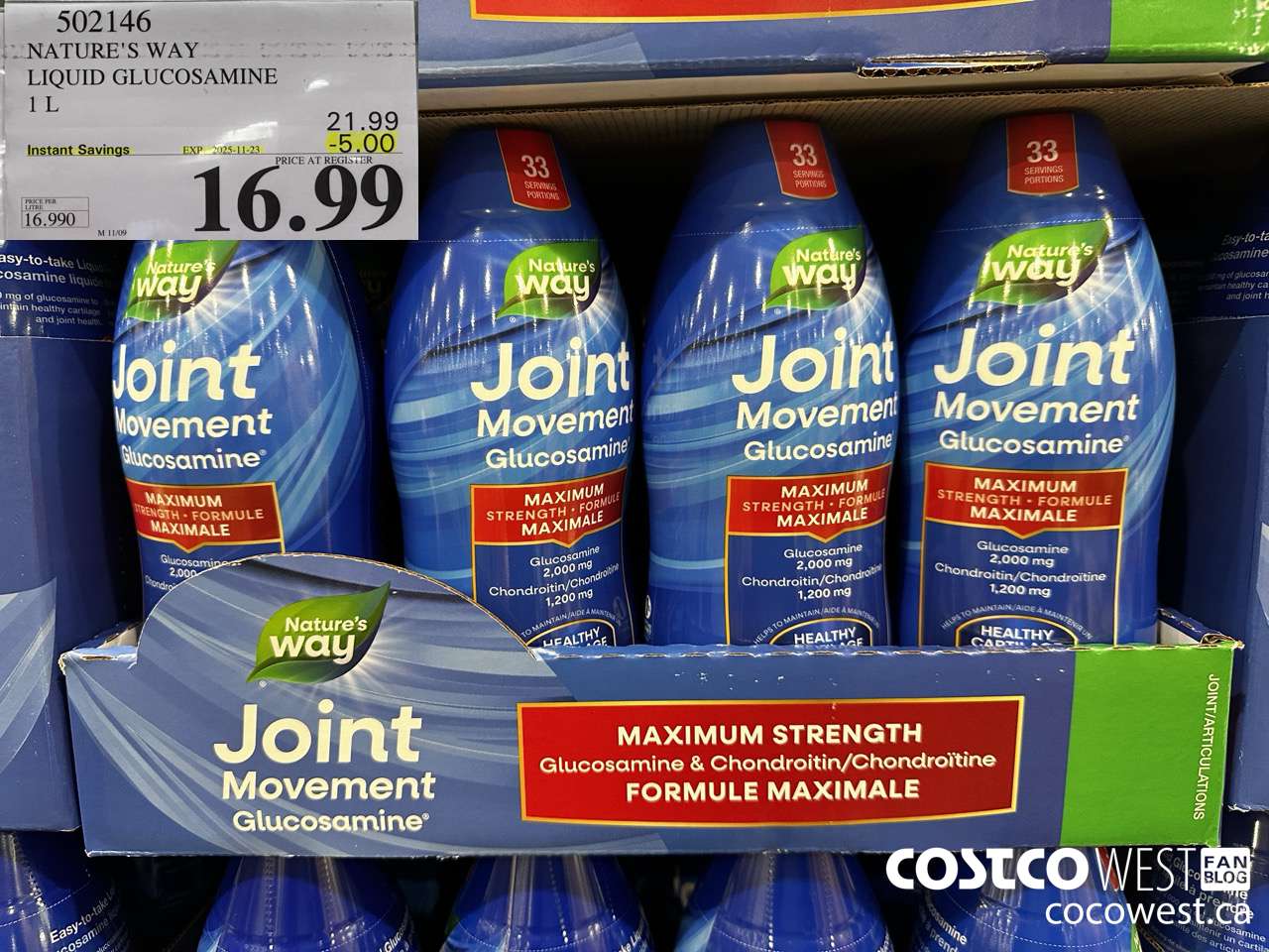 502146 NATURE'S WAY LIQUID GLUCOSAMINE 1 L ($5.00 INSTANT SAVINGS EXPIRES ON 2025-11-23) $16.99