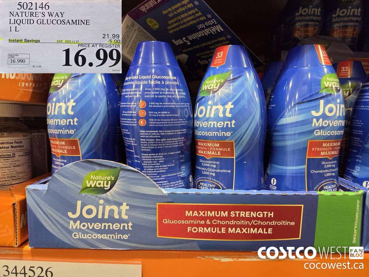 502146 NATURE'S WAY LIQUID GLUCOSAMINE 1 L ($5.00 INSTANT SAVINGS EXPIRES ON 2025-11-23) $16.99