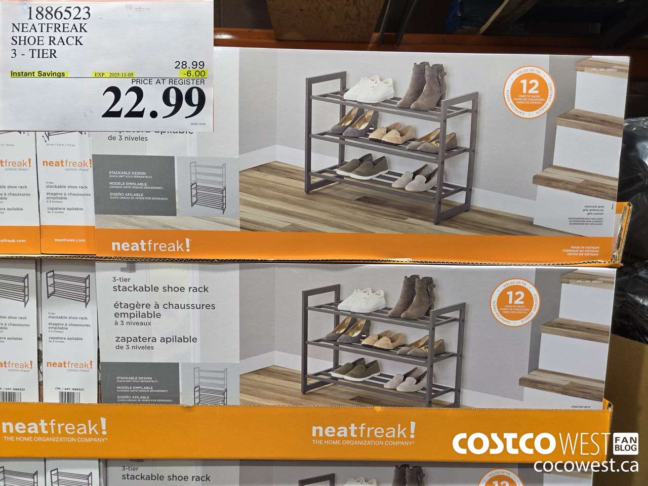 1886523 NEATFREAK SHOE RACK 3 TIER ($6.00 INSTANT SAVINGS EXPIRES ON 2025-11-05) $22.99