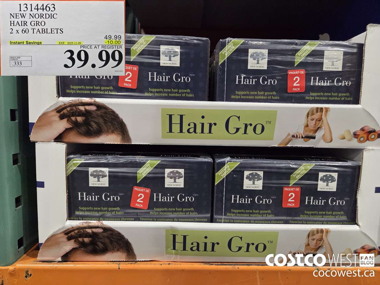 1314463 NEW NORDIC HAIR GRO 2 X 60 TABLETS ($10.00 INSTANT SAVINGS EXPIRES ON 2025-11-09) $39.99