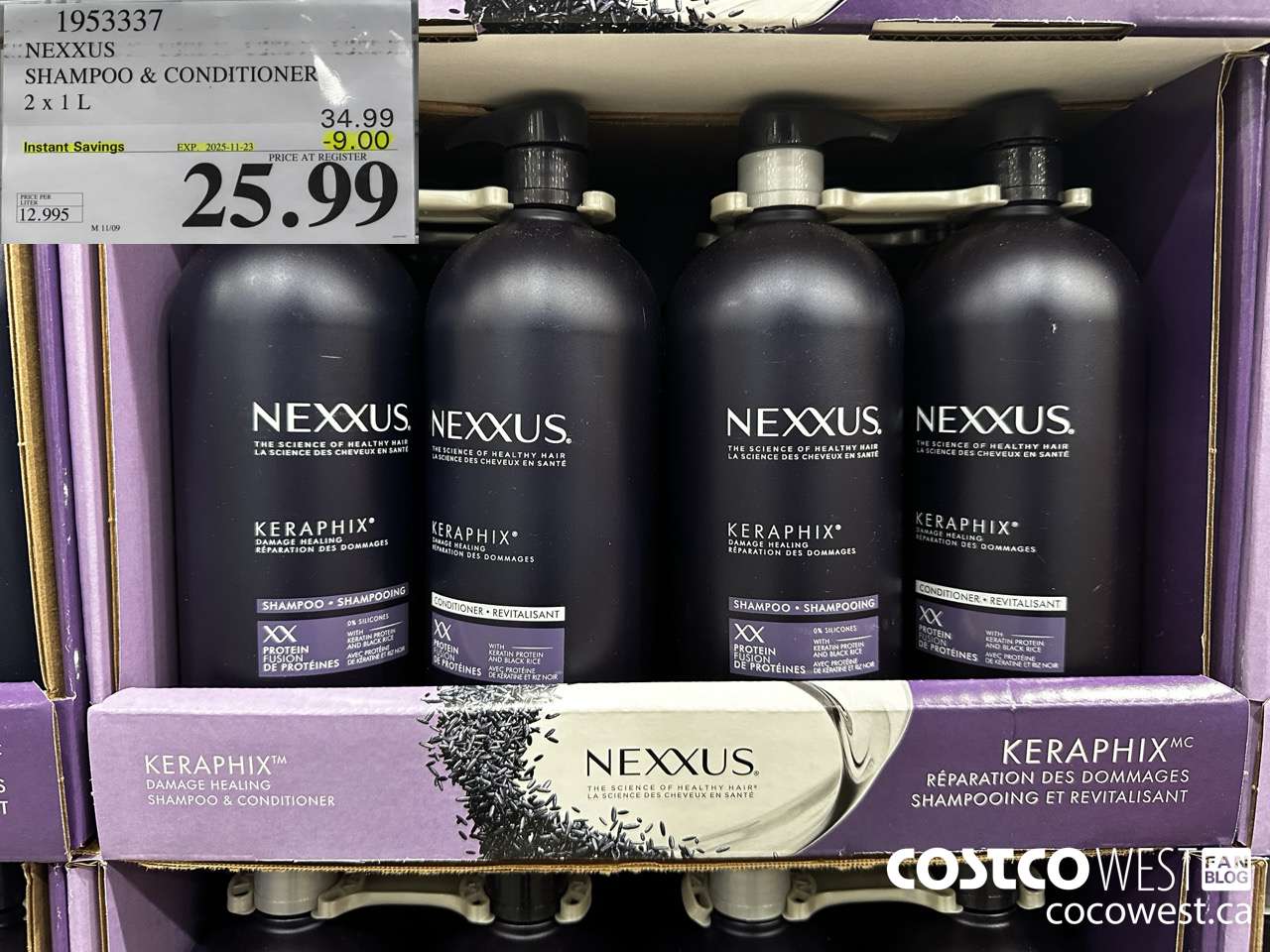 1953337 NEXXUS SHAMPOO & CONDITIONER 2 X 1L ($9.00 INSTANT SAVINGS EXPIRES ON 2025-11-23) $25.99