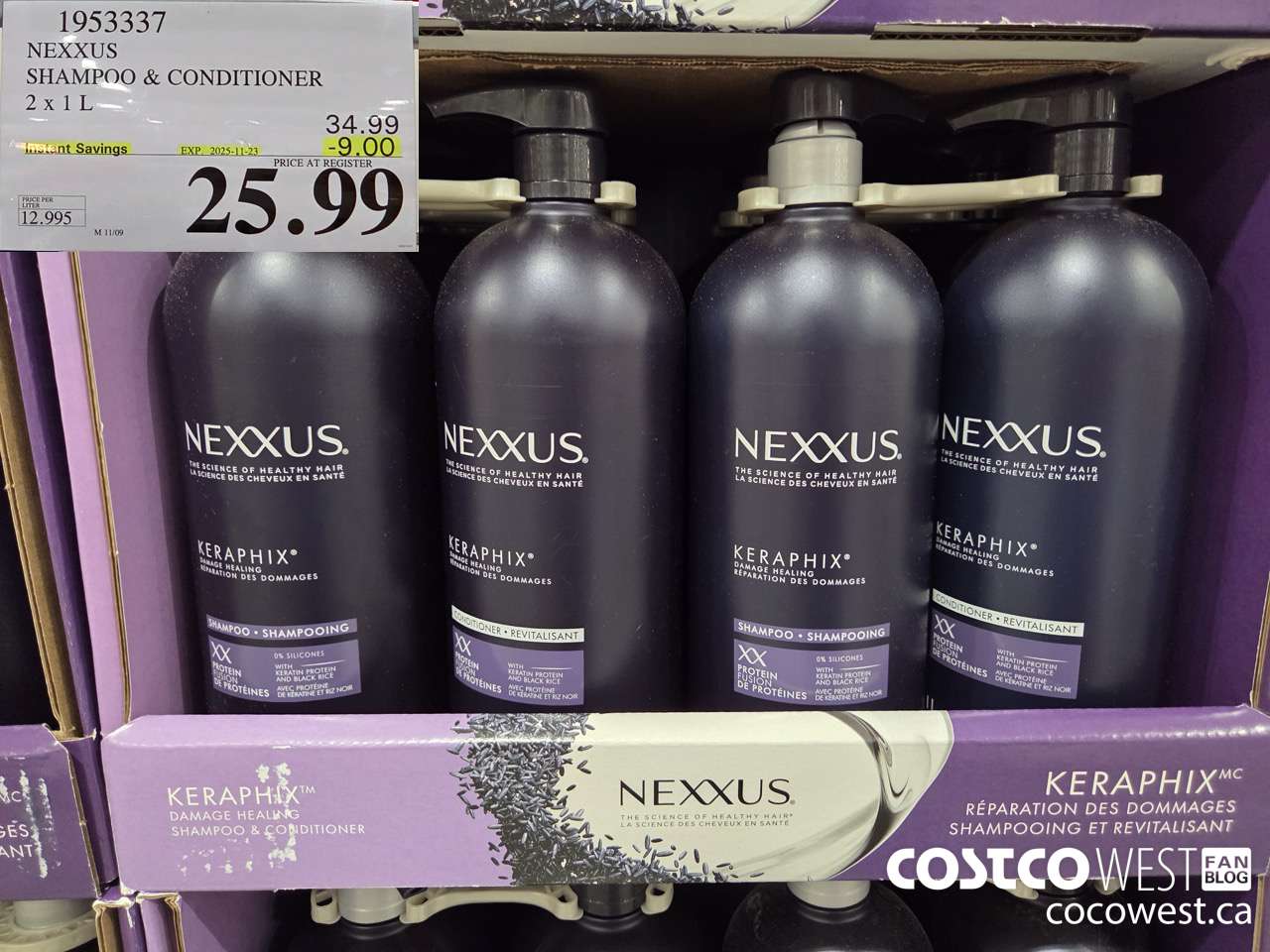 1953337 NEXXUS SHAMPOO & CONDITIONER 2 X 1L ($9.00 INSTANT SAVINGS EXPIRES ON 2025-11-23) $25.99