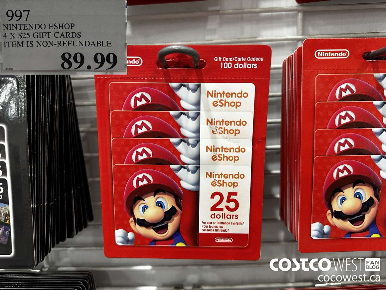 997 NINTENDO ESHOP 4 X $25 MULTI PACK ITEM SI NON-REFUNDABLE $89.99