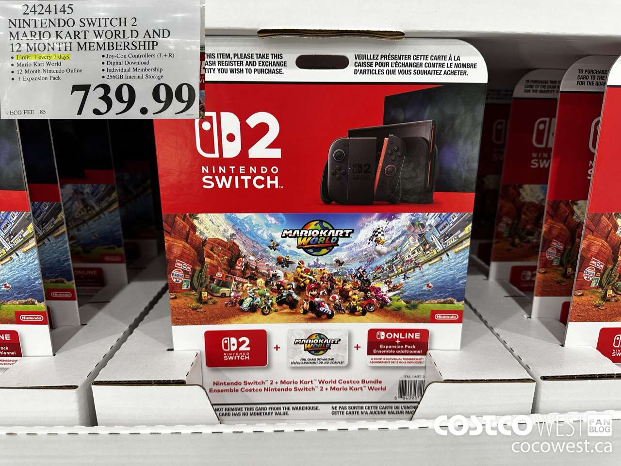 2424145 NINTENDO SWITCH 2 MARIO KART WORLD AND 12 MONTH MEMBERSHIP $739.99