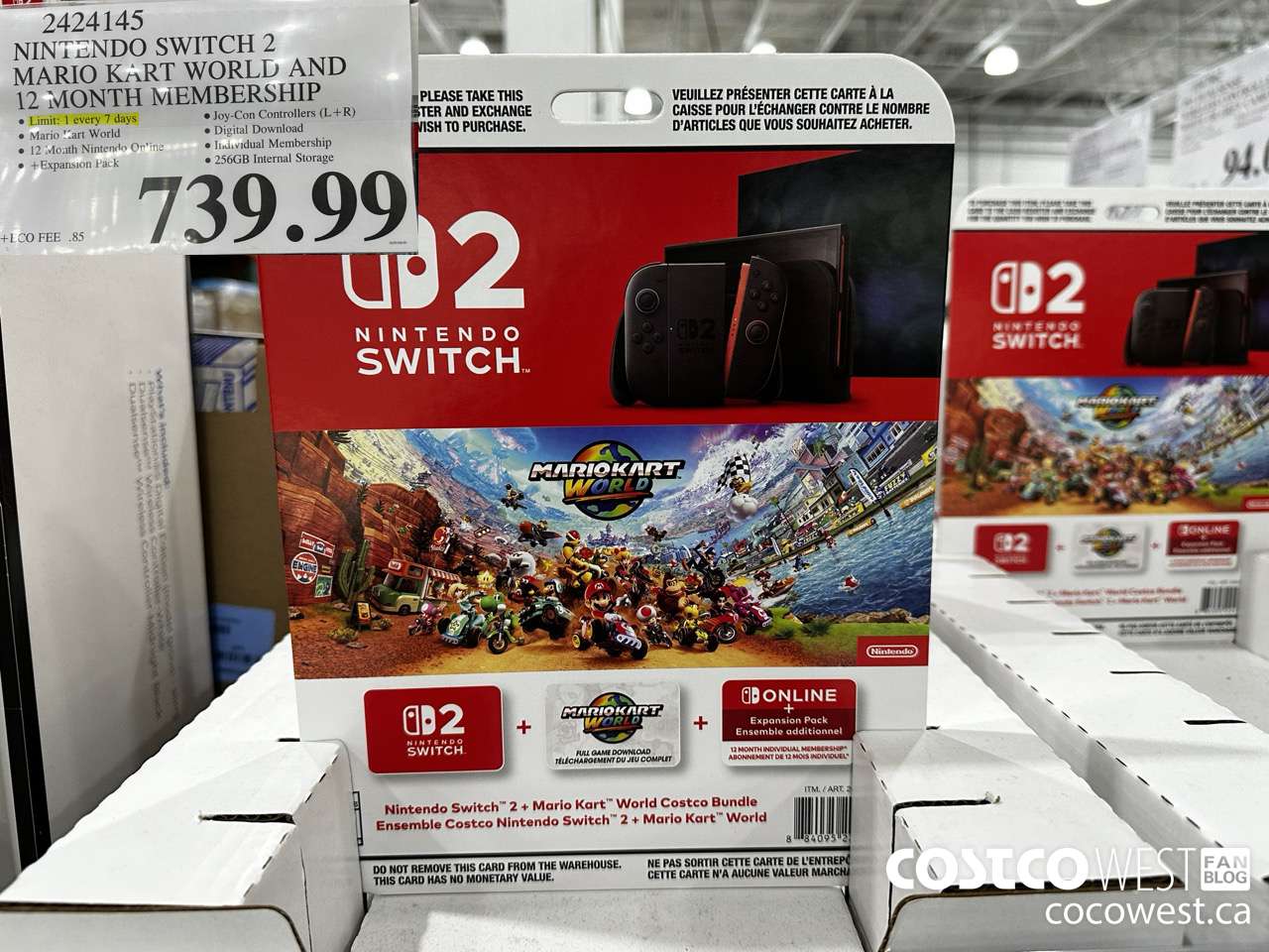 2424145 NINTENDO SWITCH 2 MARIO KART WORLD AND 12 MONTH MEMBERSHIP $739.99