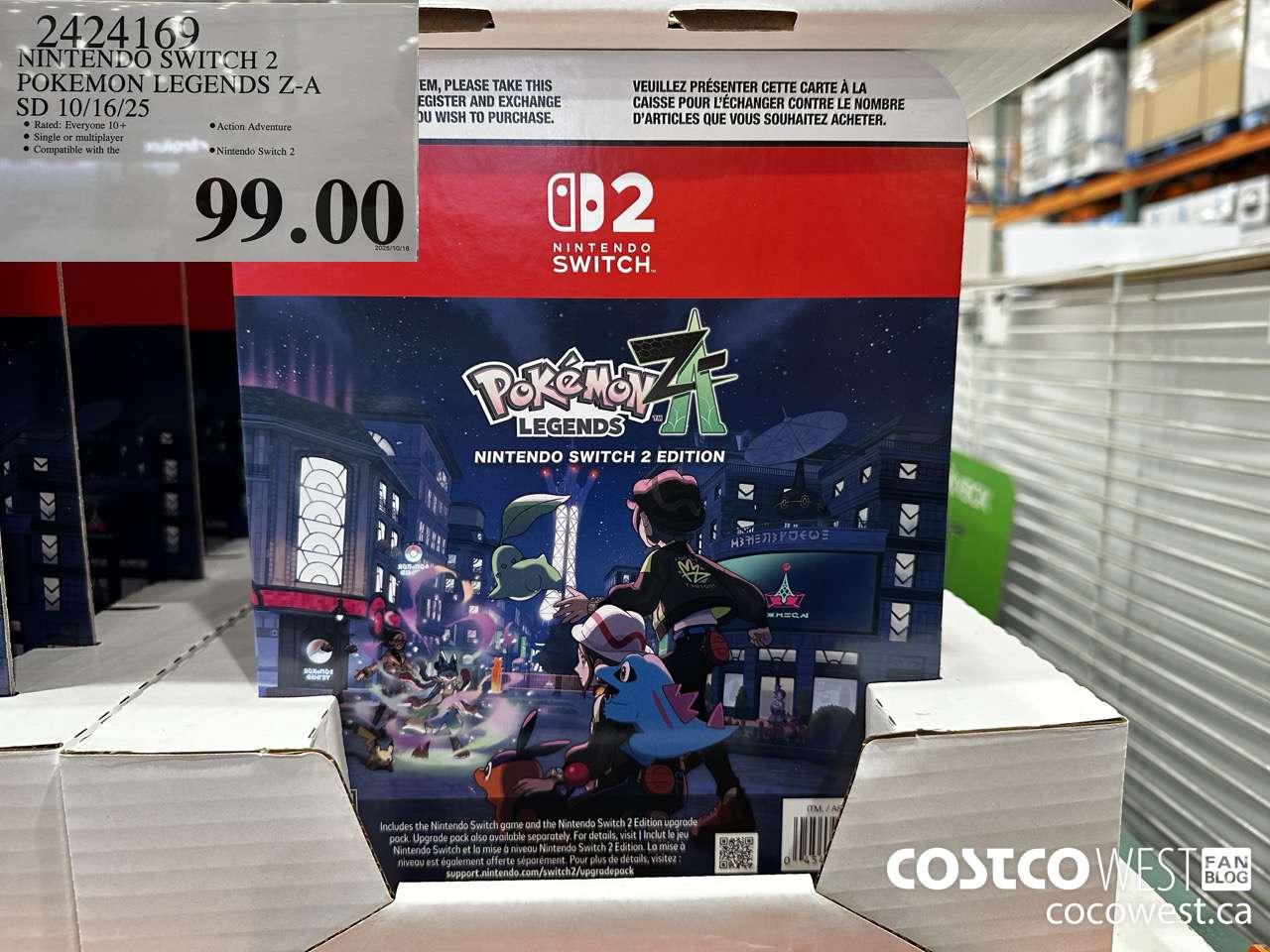 2424169 NINTENDO SWITCH 2 POKEMON LEGENDS Z-A SD 10/16/25 $99.00