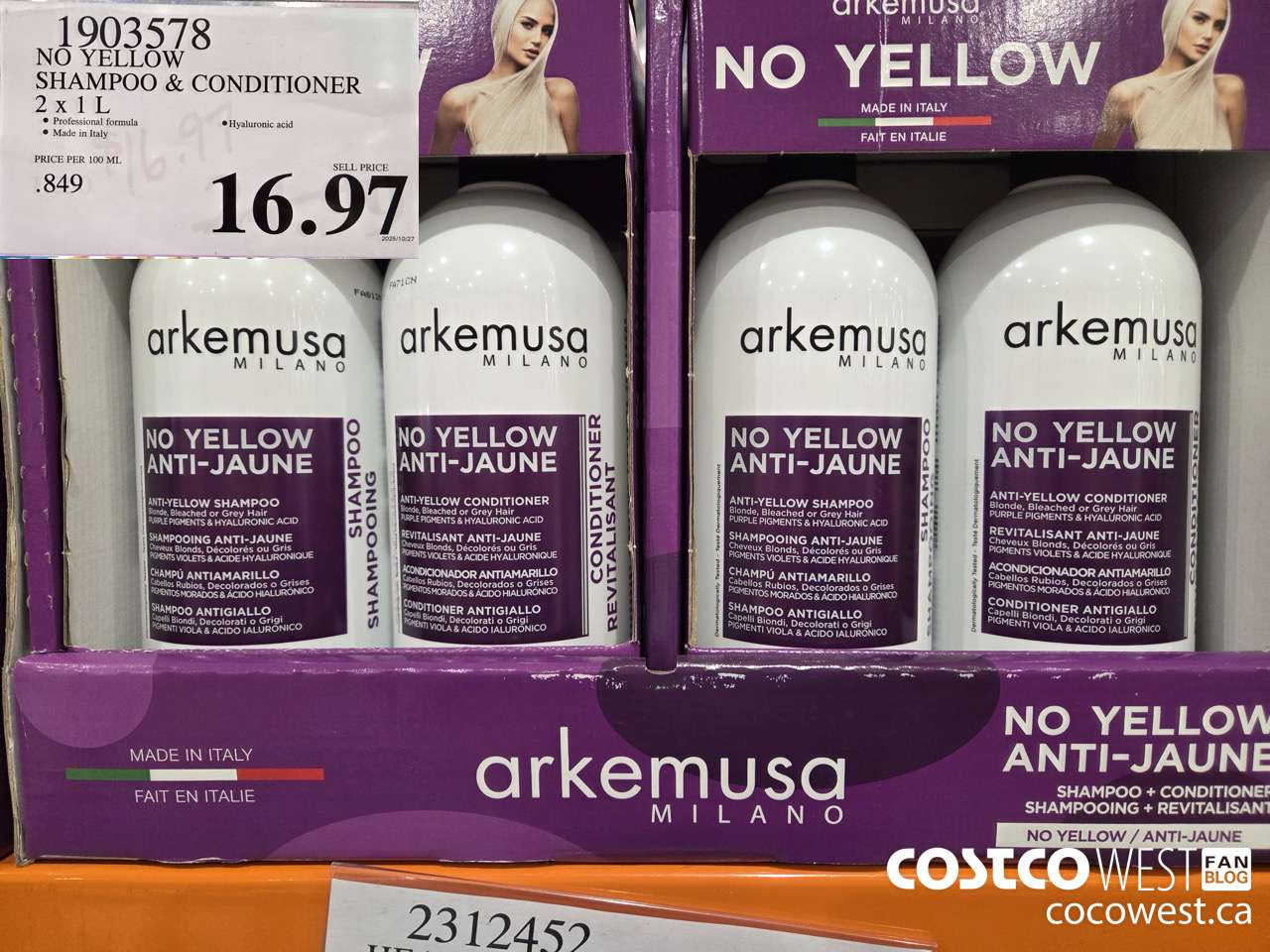 1903578 NO YELLOW SHAMPOO & CONDITIONER 2 X 1L $16.97