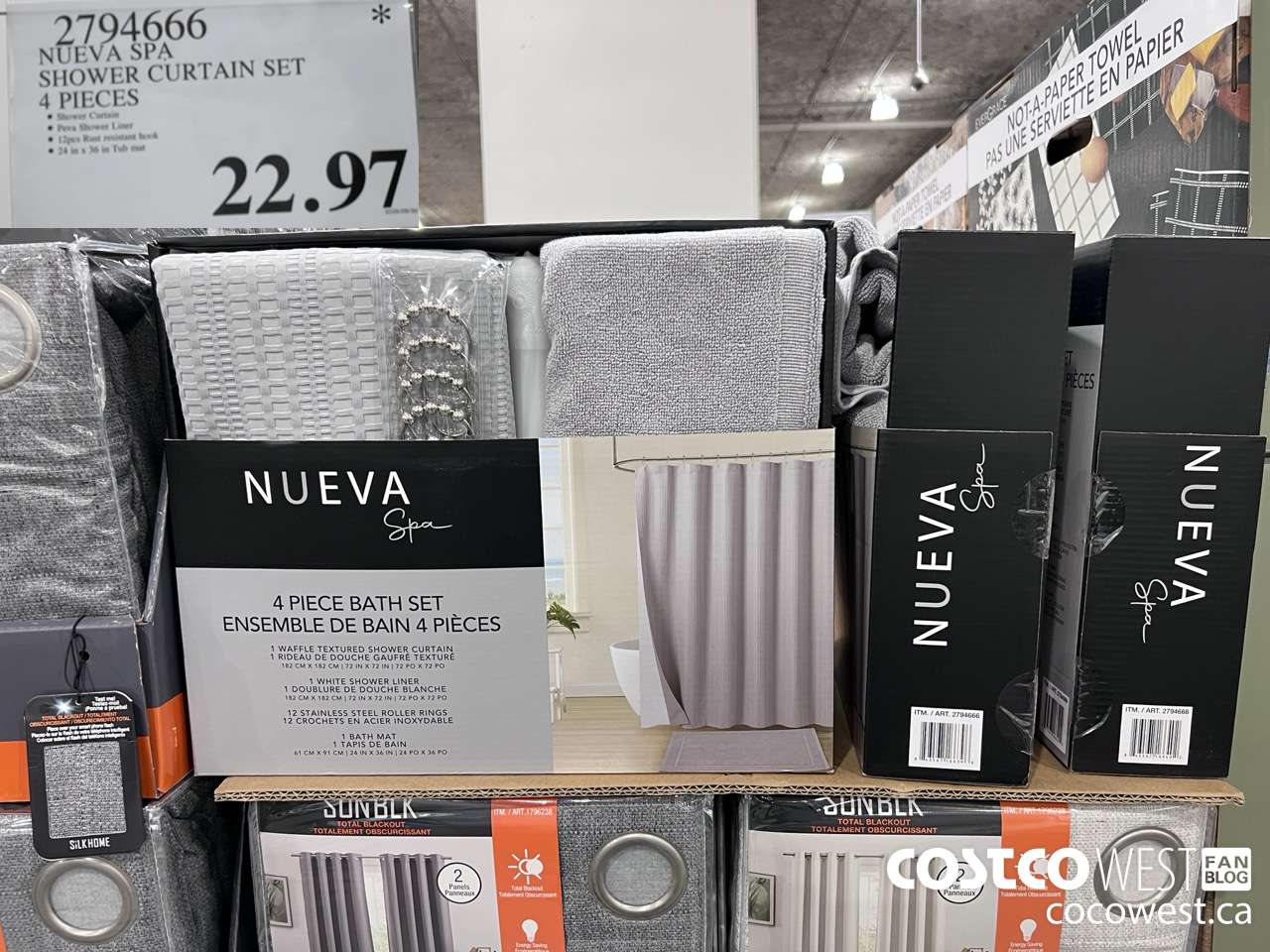 2794666 NUEVA SPA SHOWER CURTAIN SET 4 PIECES $22.97