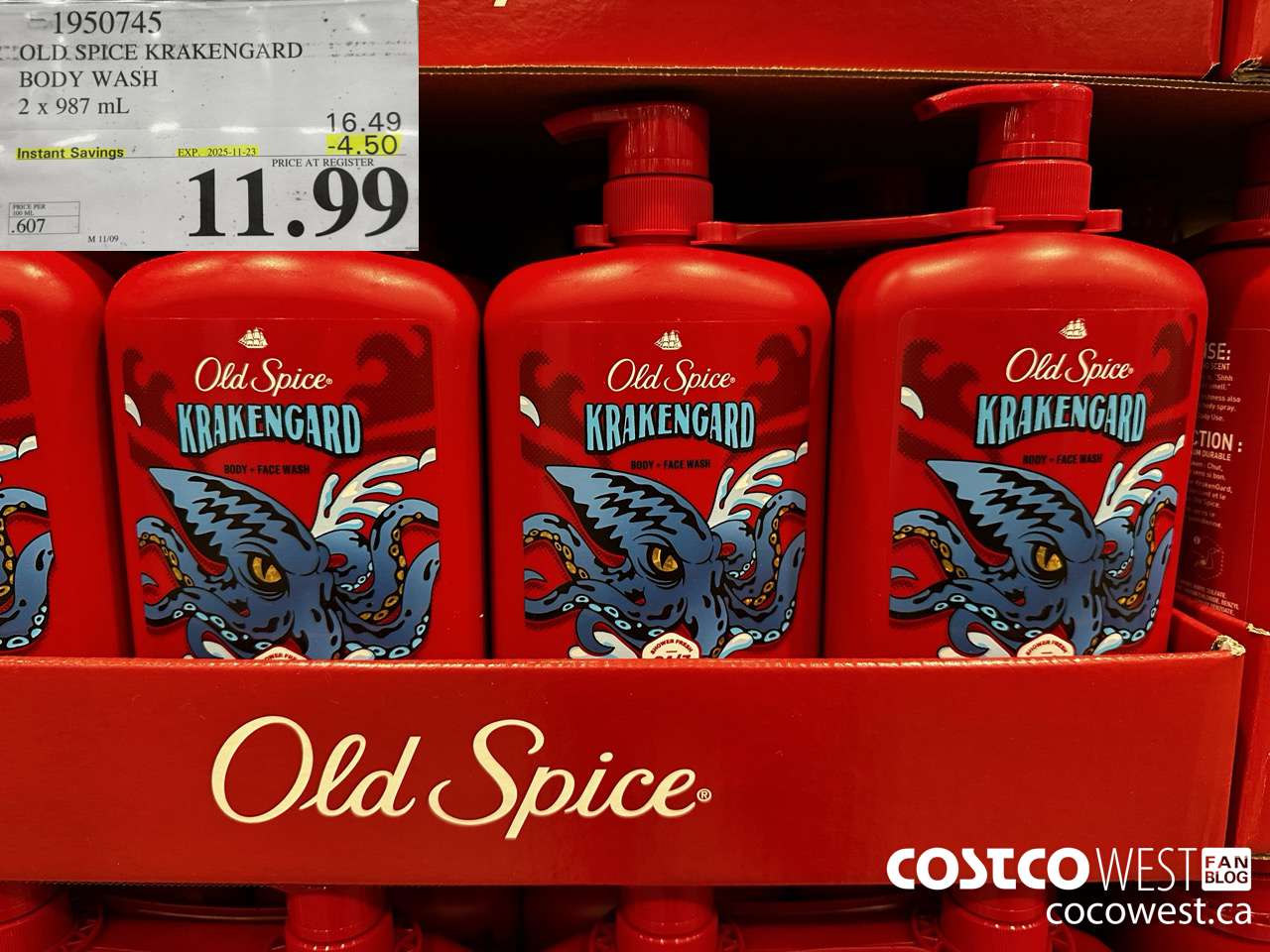 1950745 OLD SPICE KRAKENGARD BODY WASH 2 X 987ML ($4.50 INSTANT SAVINGS EXPIRES ON 2025-11-23) $11.99