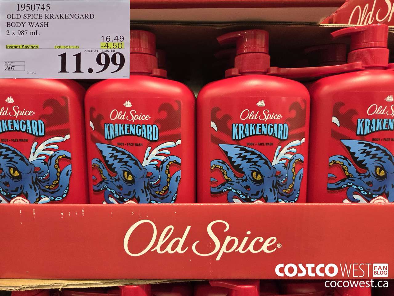 1950745 OLD SPICE KRAKENGARD BODY WASH 2 X 987ML ($4.50 INSTANT SAVINGS EXPIRES ON 2025-11-23) $11.99