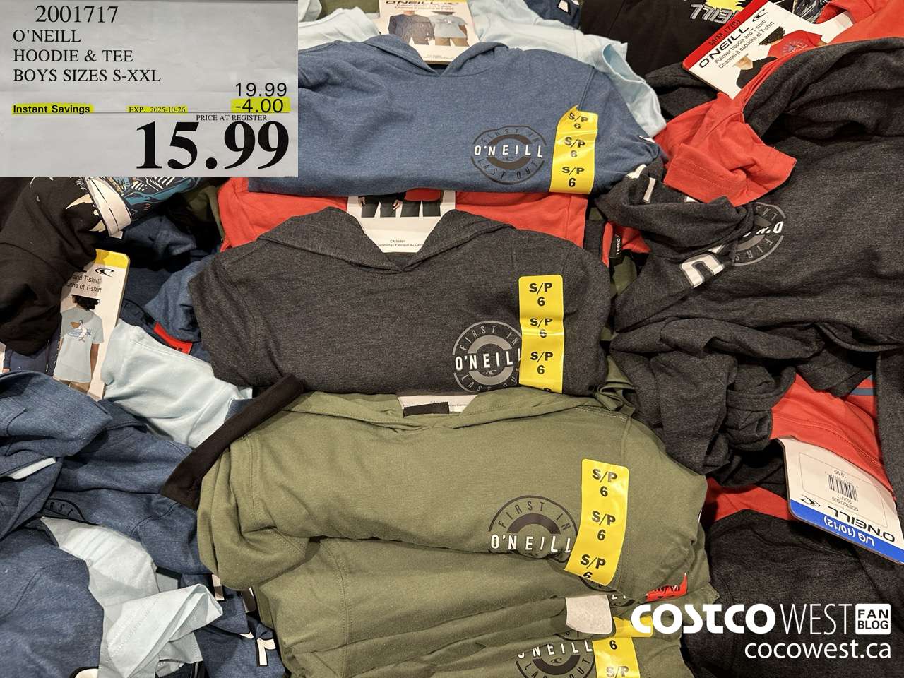 2001717 O'NEILL HOODIE & TEE BOYS SIZES S-XXL ($4.00 INSTANT SAVINGS EXPIRES ON 2025-10-26) $15.99