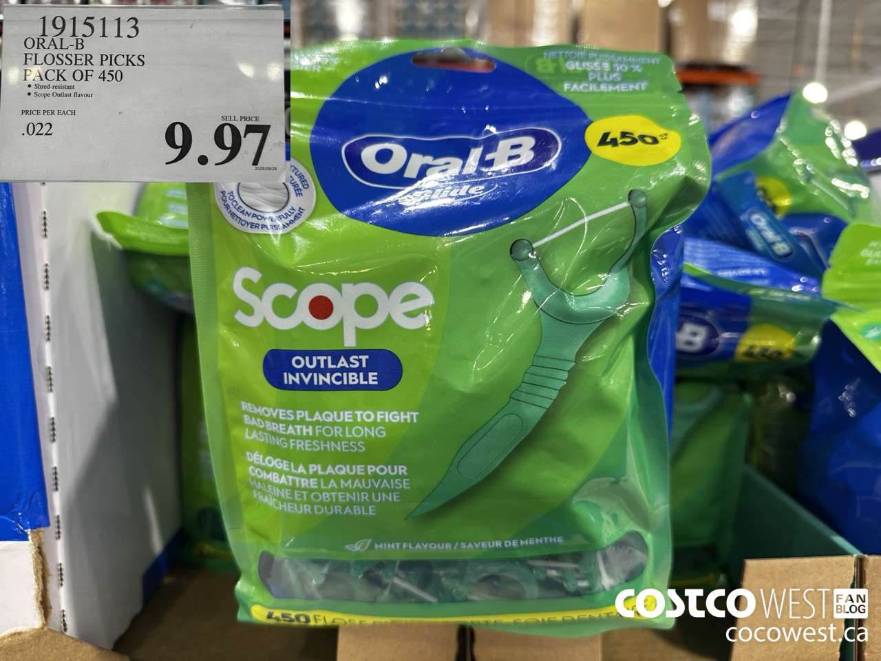 1915113 ORAL-B FLOSSER PCKS 450CT $9.97