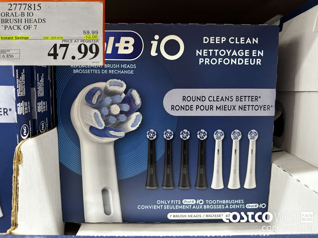 2777815 ORAL-B IO BRUSH HEADS PACK OF 7 ($12.00 INSTANT SAVINGS EXPIRES ON 2025-10-26) $47.99