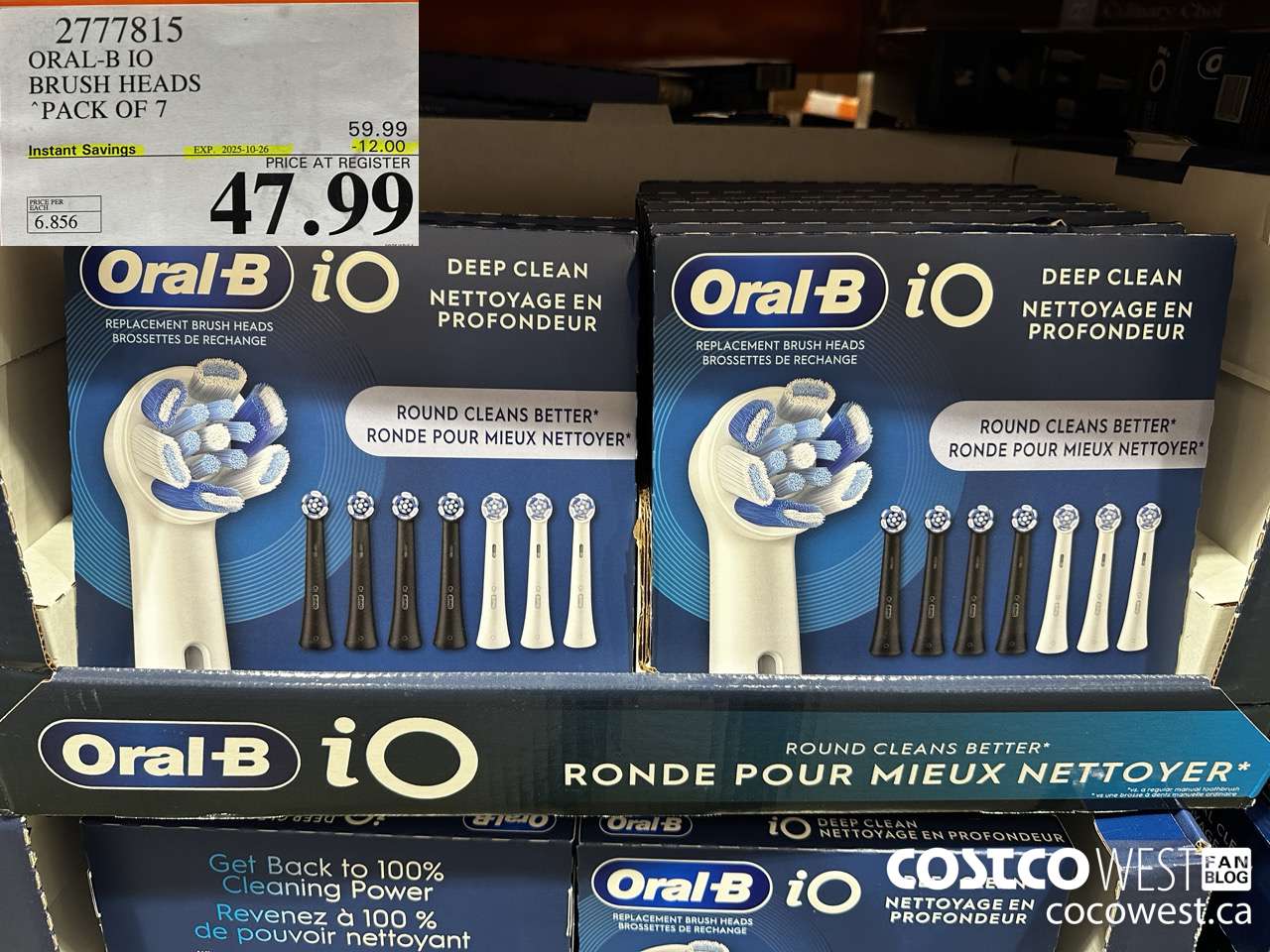 2777815 ORAL-B IO BRUSH HEADS PACK OF 7 ($12.00 INSTANT SAVINGS EXPIRES ON 2025-10-26) $47.99