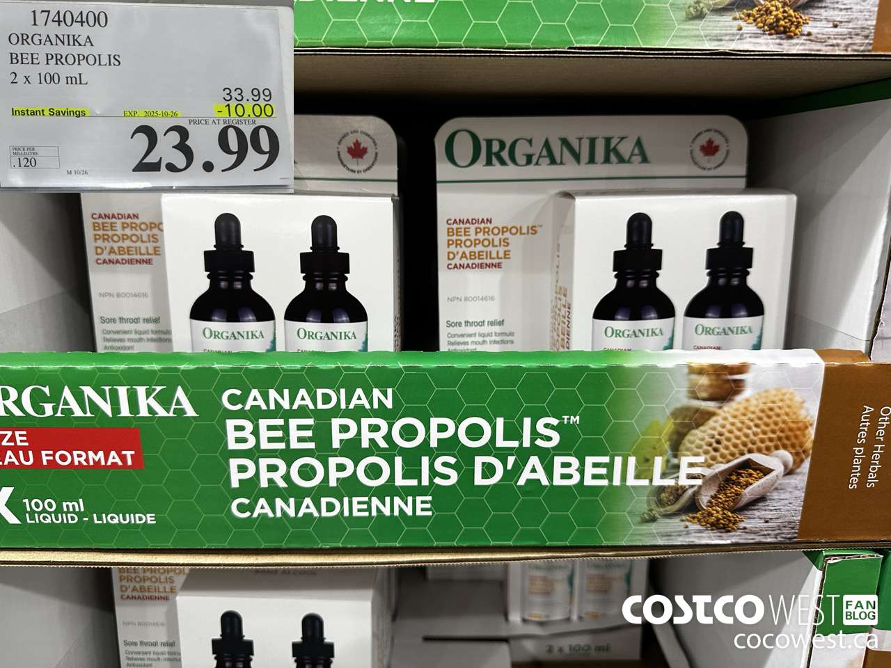 1740400 ORGANIKA BEE PROPOLIS 2 X 100ML ($10.00 INSTANT SAVINGS EXPIRES ON 2025-10-26) $23.99