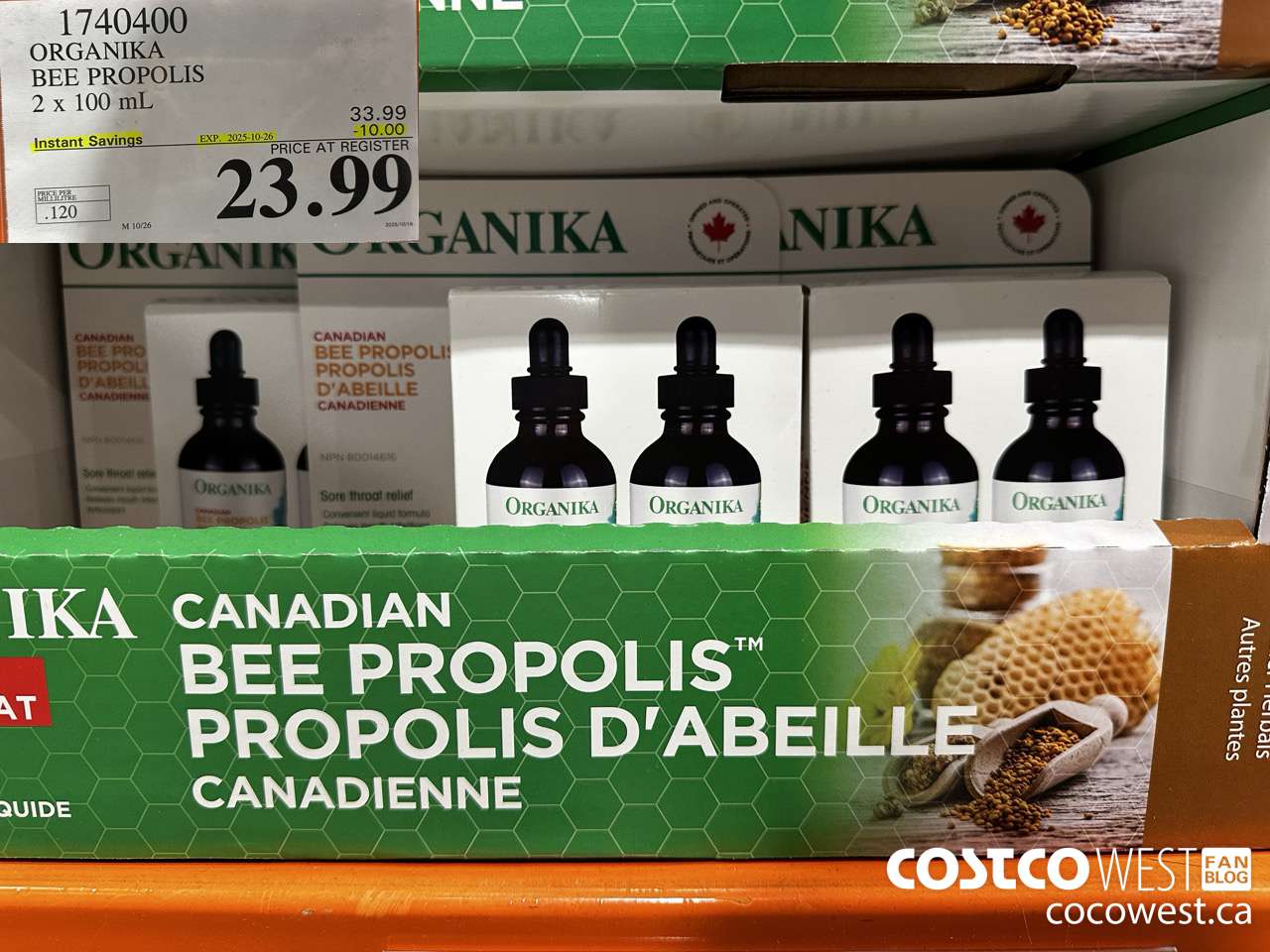 1740400 ORGANIKA BEE PROPOLIS 2 X 100ML ($10.00 INSTANT SAVINGS EXPIRES ON 2025-10-26) $23.99