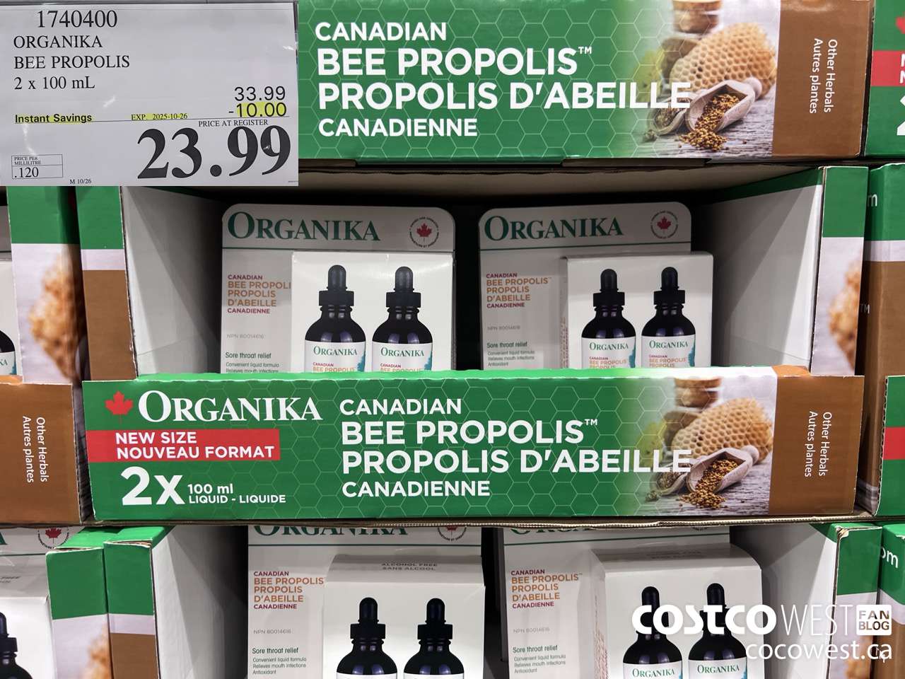 1740400 ORGANIKA BEE PROPOLIS 2 X 100ML ($10.00 INSTANT SAVINGS EXPIRES ON 2025-10-26) $23.99