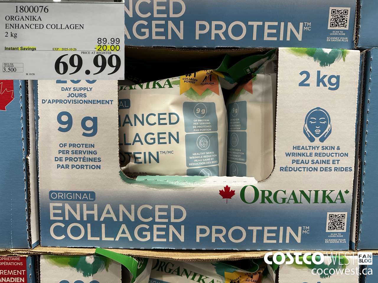 1800076 ORGANIKA ENHANCED COLLAGEN 2KG ($20.00 INSTANT SAVINGS EXPIRES ON 2025-10-26) $69.99