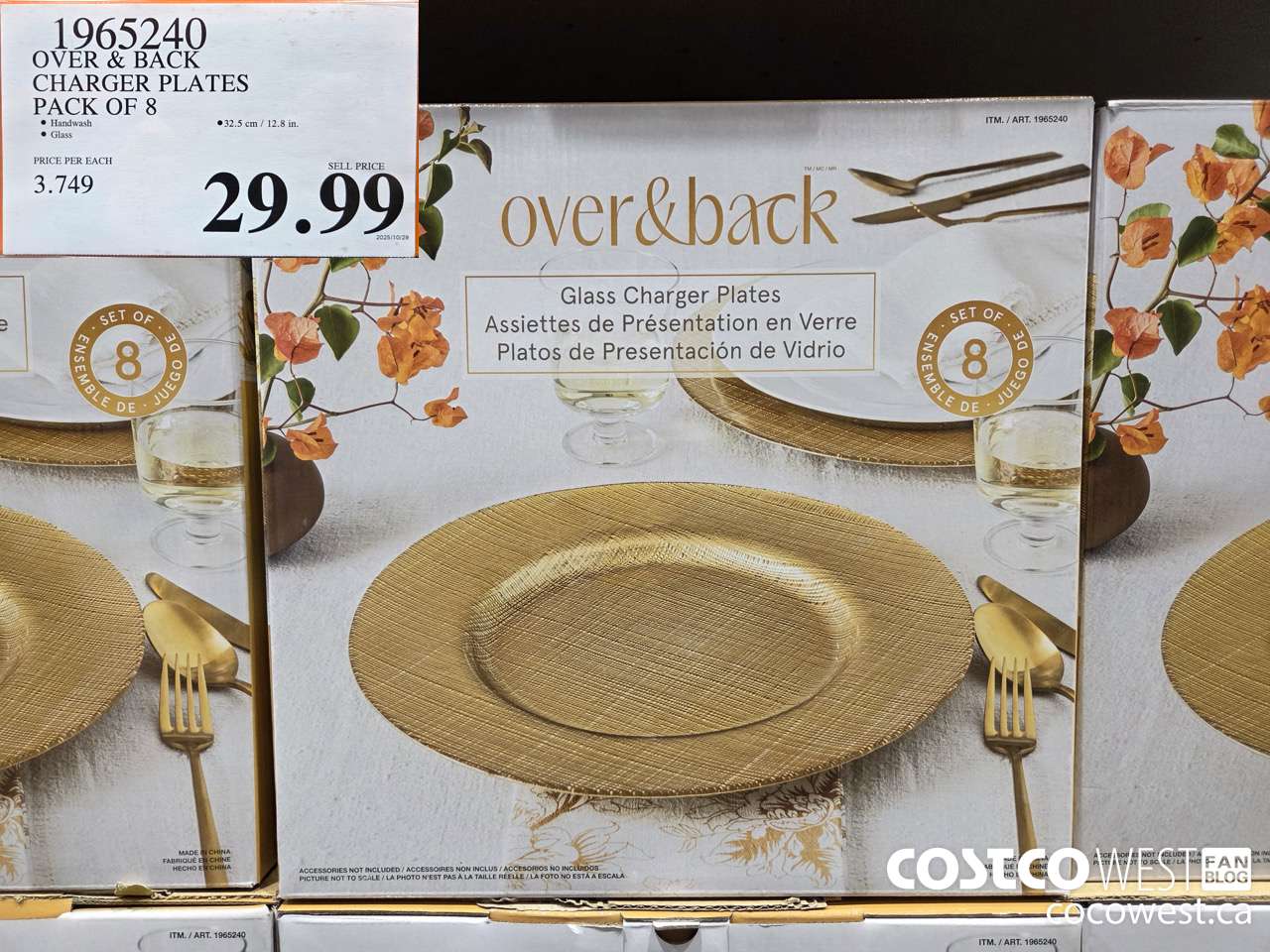 1965240 OVER & BACK CHARGER PLATES PACK OF 8 $29.99