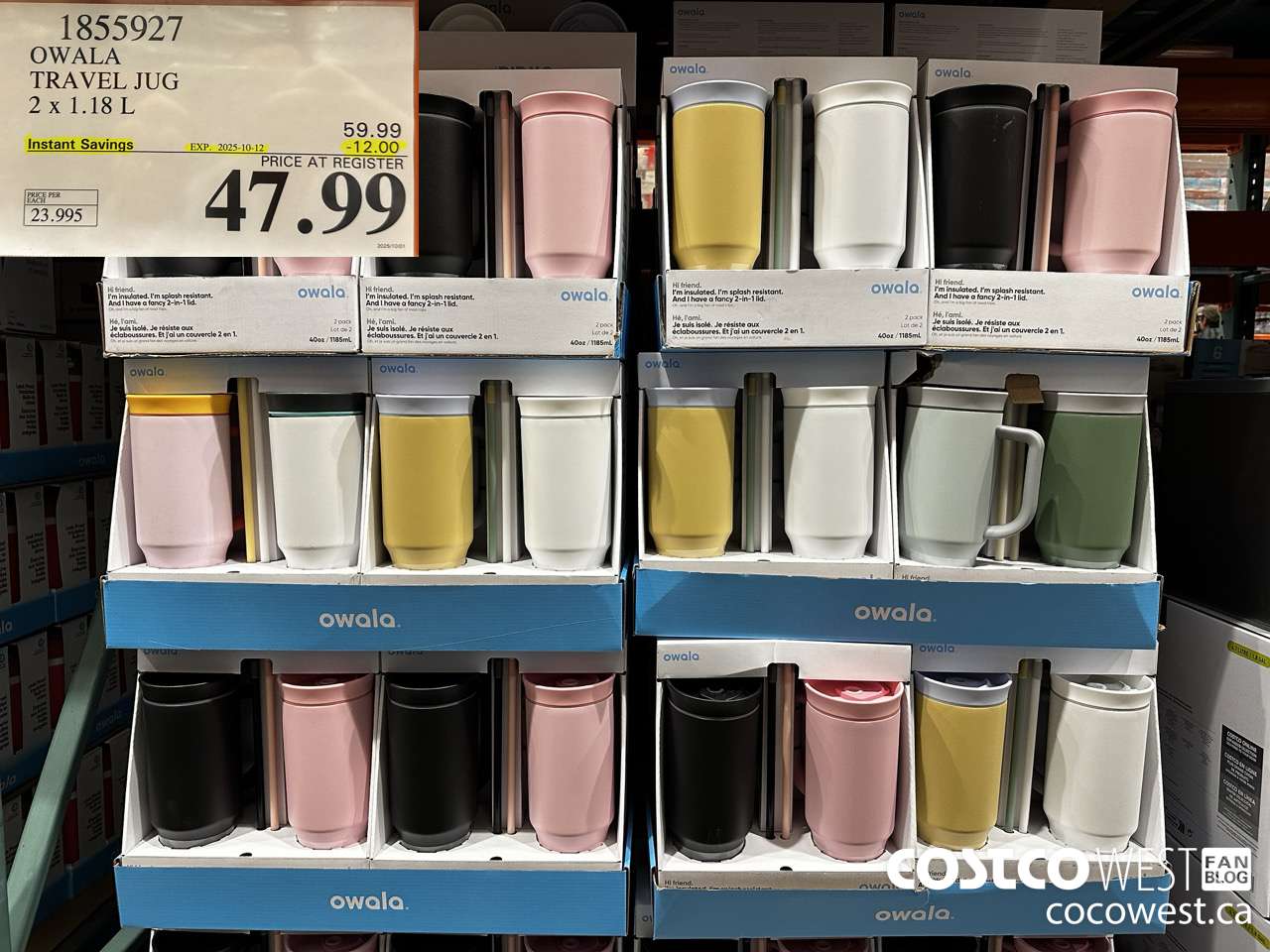 1855927 OWALA TRAVEL JUG PACK OF 2 ($12.00 INSTANT SAVINGS EXPIRES ON 2025-10-12) $47.99