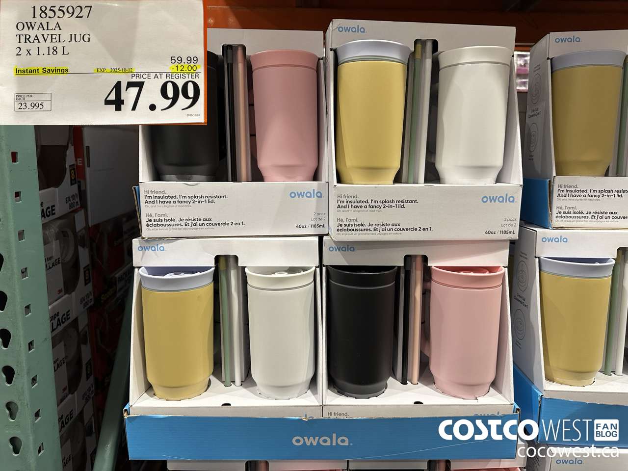 1855927 OWALA TRAVEL JUG PACK OF 2 ($12.00 INSTANT SAVINGS EXPIRES ON 2025-10-12) $47.99