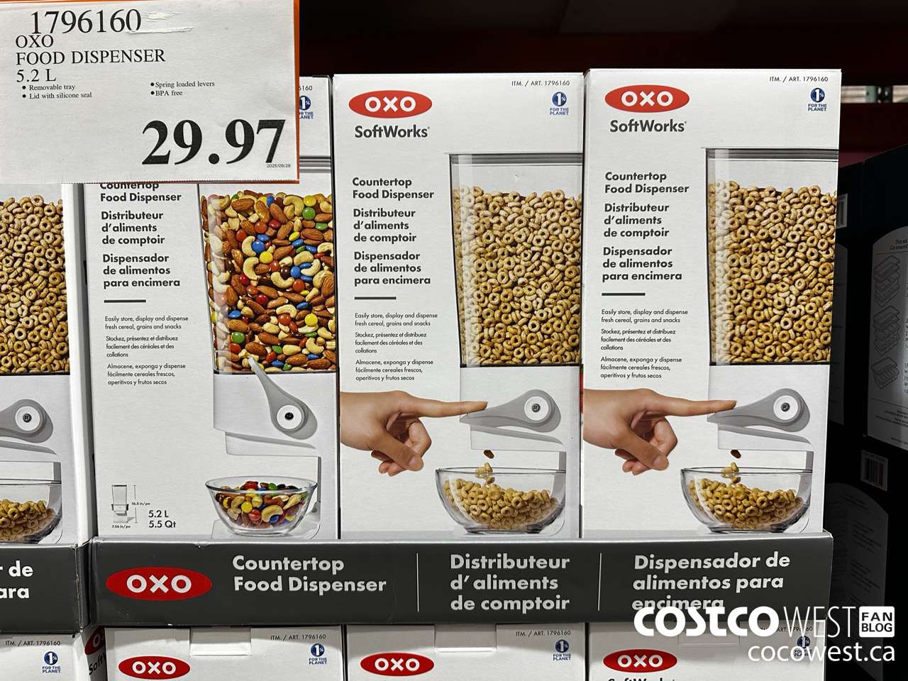 1796160 OXO FOOD DISPENSER 5.2L $29.97