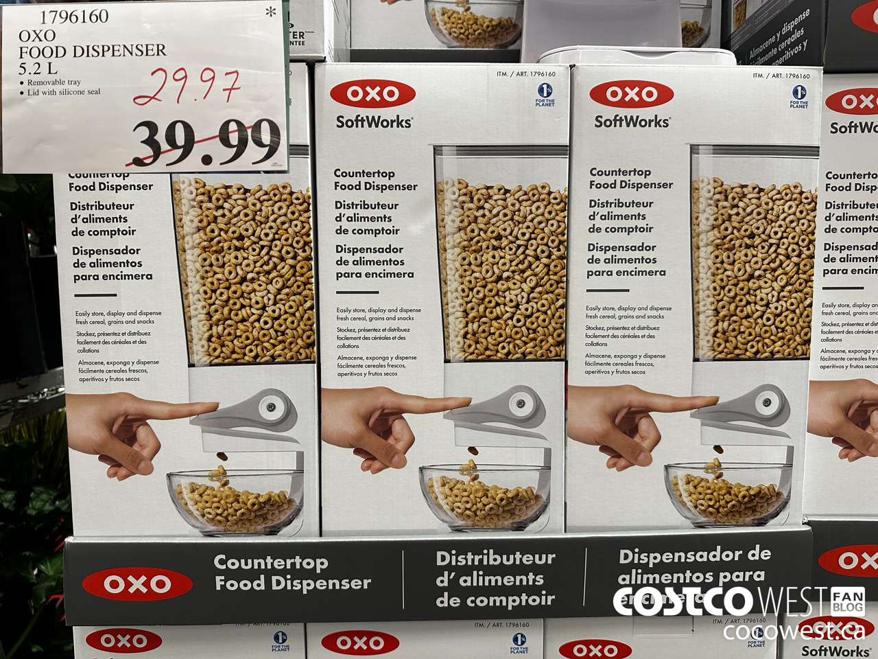 1796160 OXO FOOD DISPENSER 5.2L $29.97