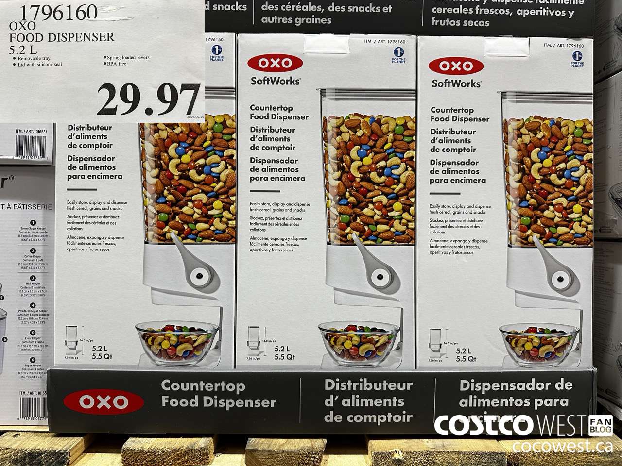 1796160 OXO FOOD DISPENSER 5.2L $29.97