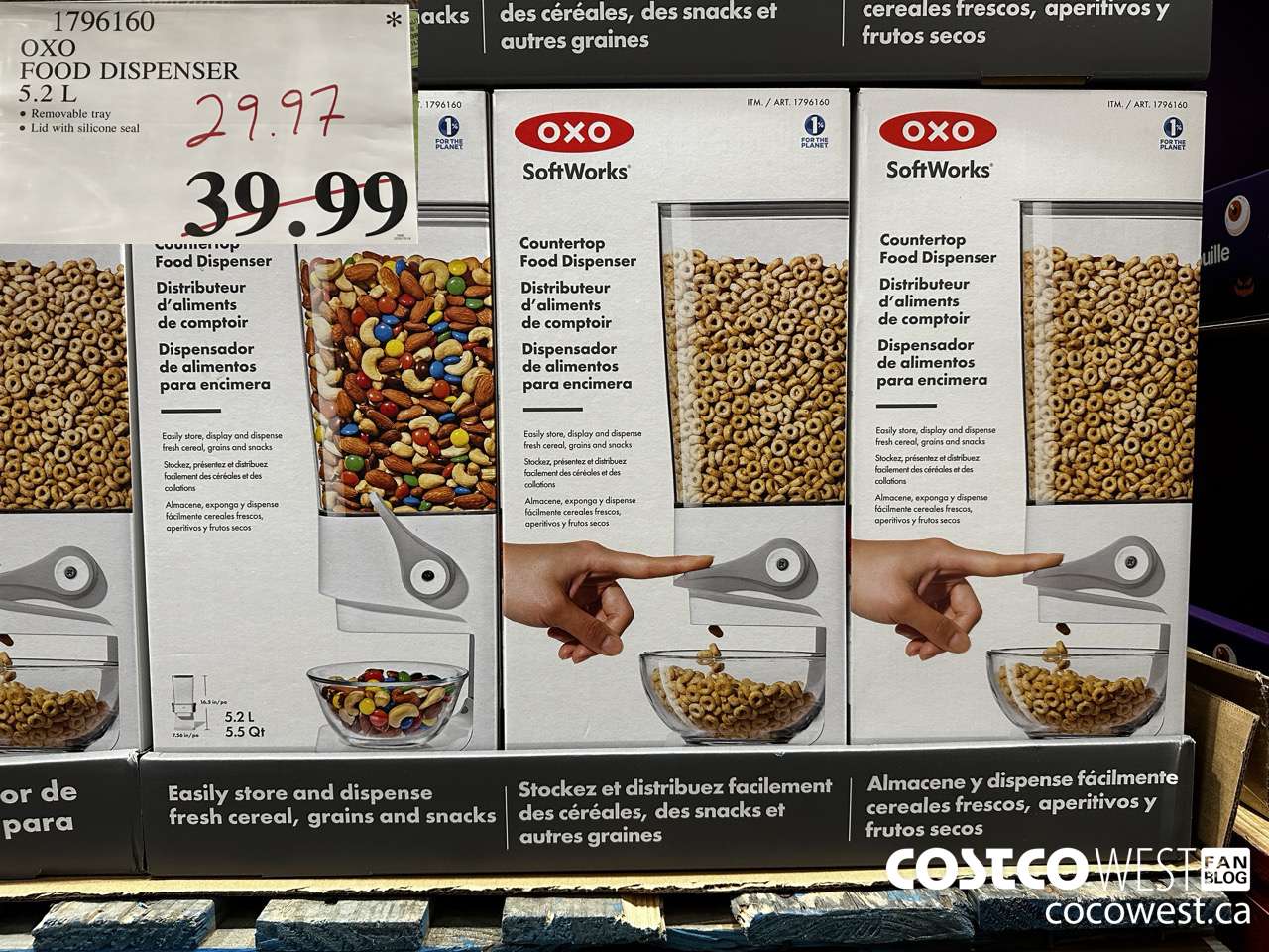 1796160 OXO FOOD DISPENSER 5.2L $29.97