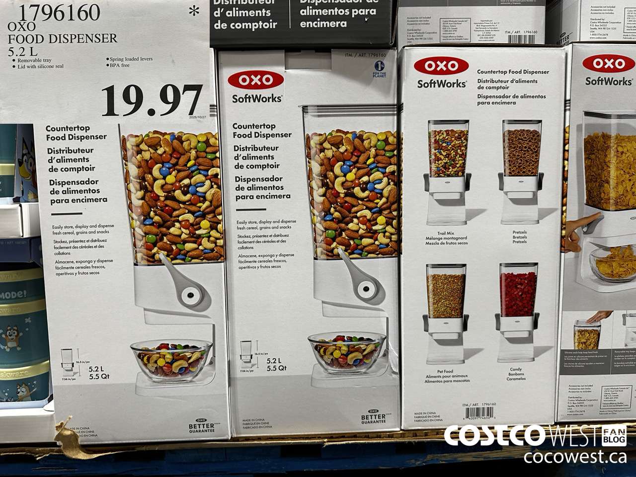 1796160 OXO FOOD DISPENSER 5.2L $19.97