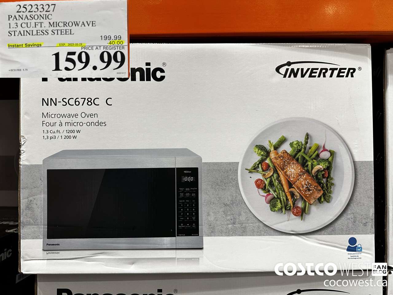 2523327 PANASONIC 1.3 CU FT MICROWAVE STAINLESS STEEL ($40.00 INSTANT SAVINGS EXPIRES ON 2025-10-19) $159.99