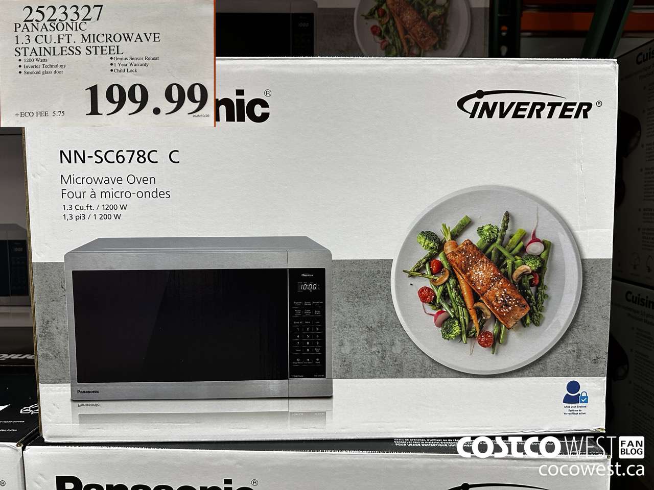 2523327 PANASONIC 1.3 CU FT MICROWAVE STAINLESS STEEL $199.99